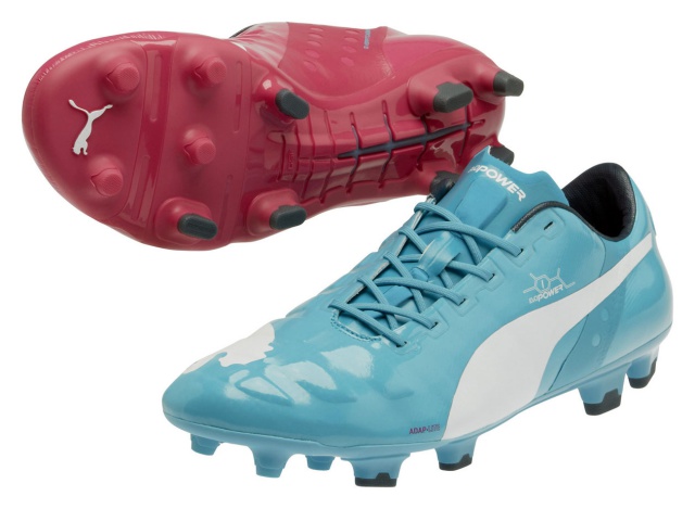 puma boots one pink one blue