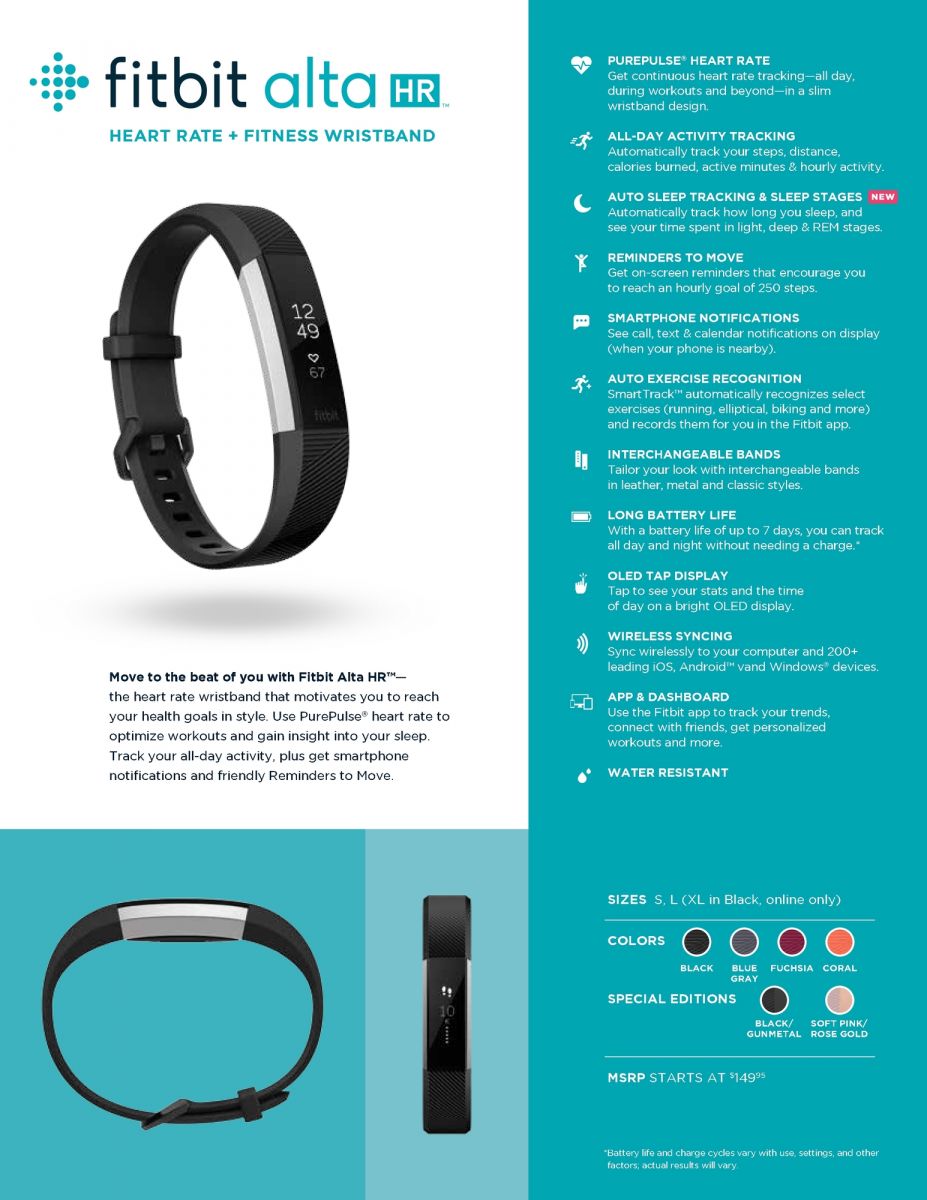 fitbit alta hr activity tracker with heart rate monitor